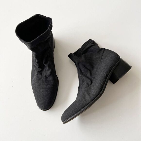 Vintage Slouchy‎ Artsy Ankle Boots Minimalist Chic Gray Textile Booties Size 9 - Picture 1 of 10